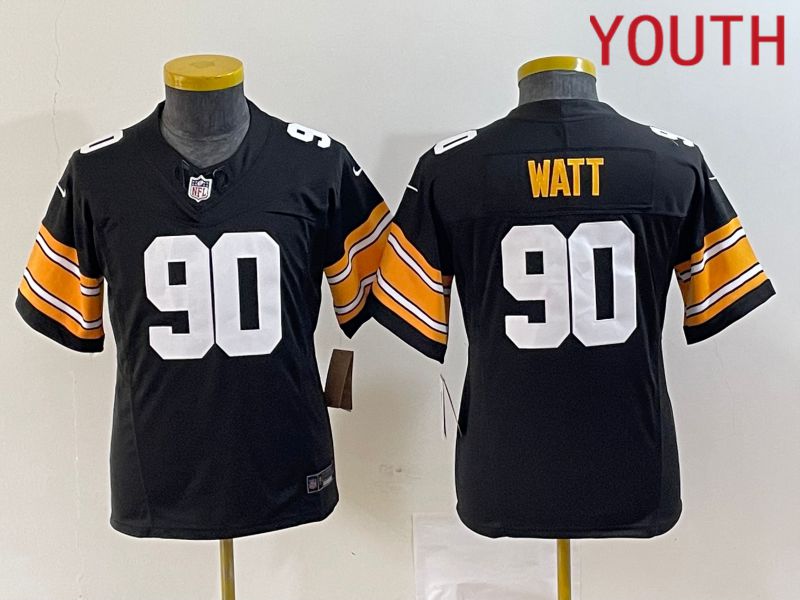 Youth Pittsburgh Steelers #90 Watt Black 2023 Nike Vapor F.U.S.E. Limited NFL Jersey style 1->women nfl jersey->Women Jersey